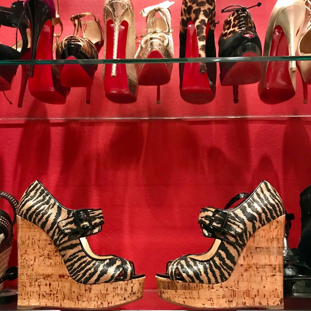 * Authentic Christian Louboutin Animal Print Wedge